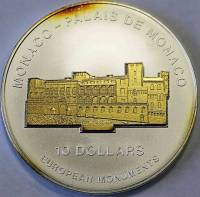 Монета остров Науру 10 долларов 2004 год "Монако - Дворец Монако" (Состояние - AU)